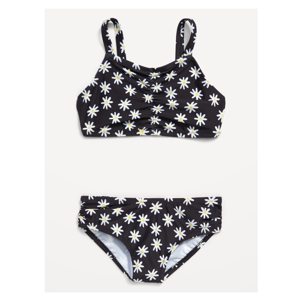 2T 2 Piece Floral Bikini Old Navy Black and White Toddler Girl Swimsuit Swim